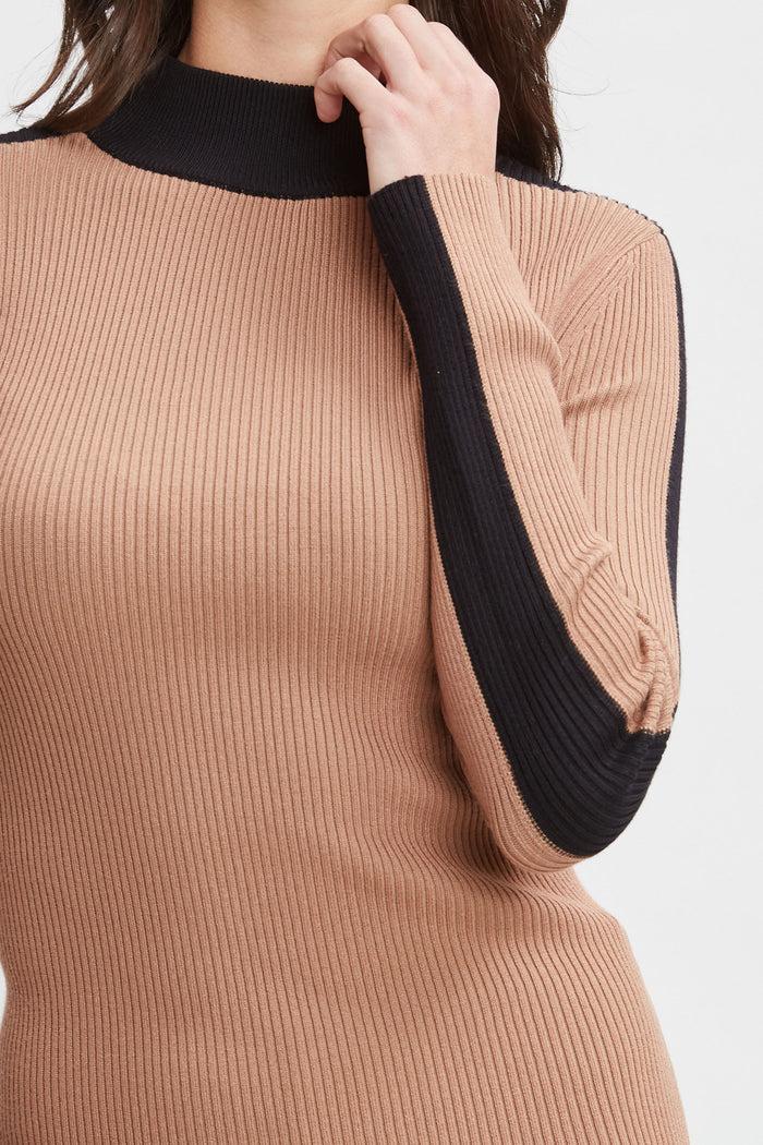 Elie Tahari T-Tahari Stripe Sleeve Sweater HAZELWOOD/BLACK