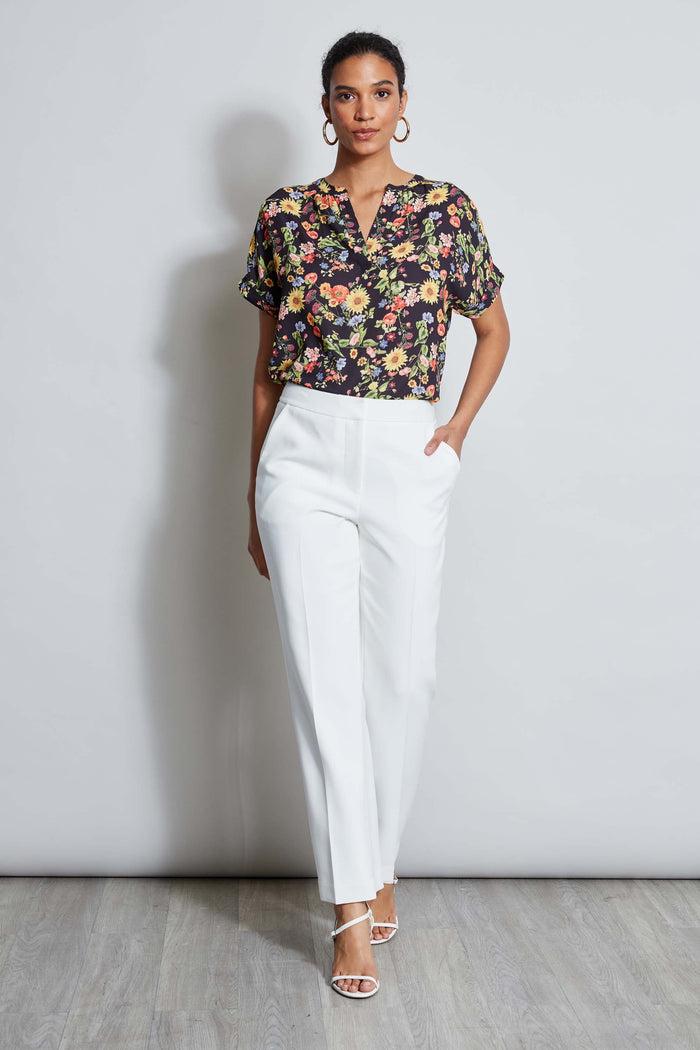 Elie Tahari T-Tahari Sunray Garden Short Sleeve Shirt SUNRAY GARDEN PRINT (BLACK)