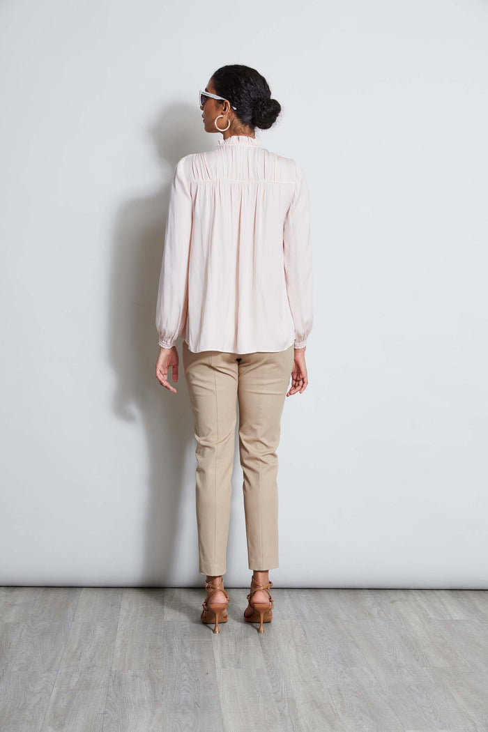 Elie Tahari T-Tahari Tie Neck Airflow Shirt PEARL PINK