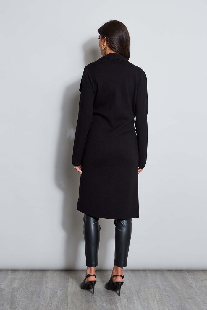 Elie Tahari T-Tahari Vegan Leather Knit Jacket BLACK