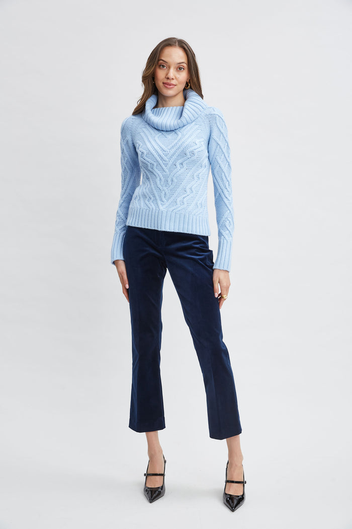 Elie Tahari Texture Turtleneck Wool Sweater BLUE DUSK