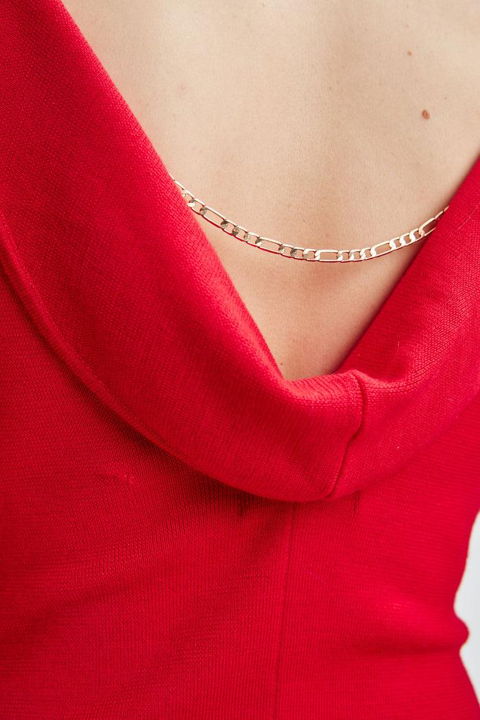 Elie Tahari Wool Draped Chain Sweater Dress RUBY RED